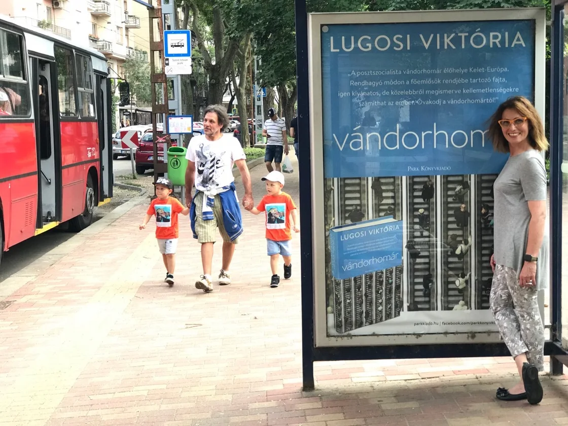A Migratory Lobster poster at a bus stop
